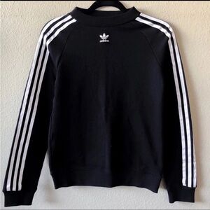 Adidas Originals Trefoil Three Stripes Black Crew‎ neck Sweatshirt Women Medium
